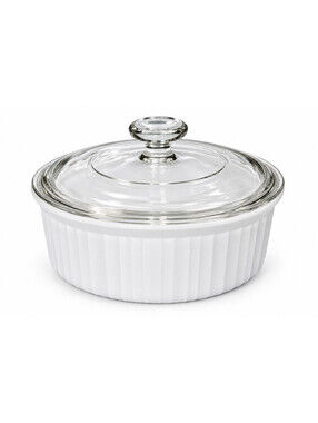 Vintage Corning Ware French White F-5-B 1.5 Qt Casserole G-5-C Glass Lid
